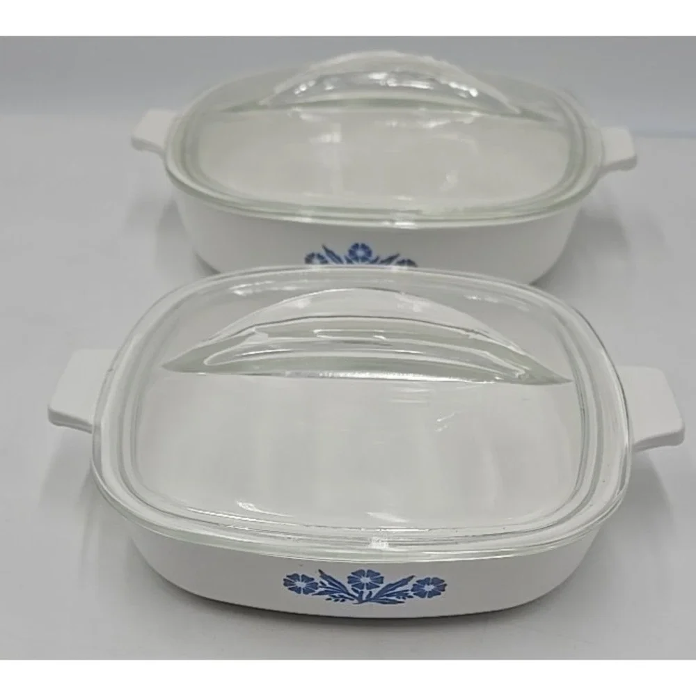 Set of 2 Corning Ware Blue Cornflower Casserole Dishes - A-17 7inch A-4 9 Inch
